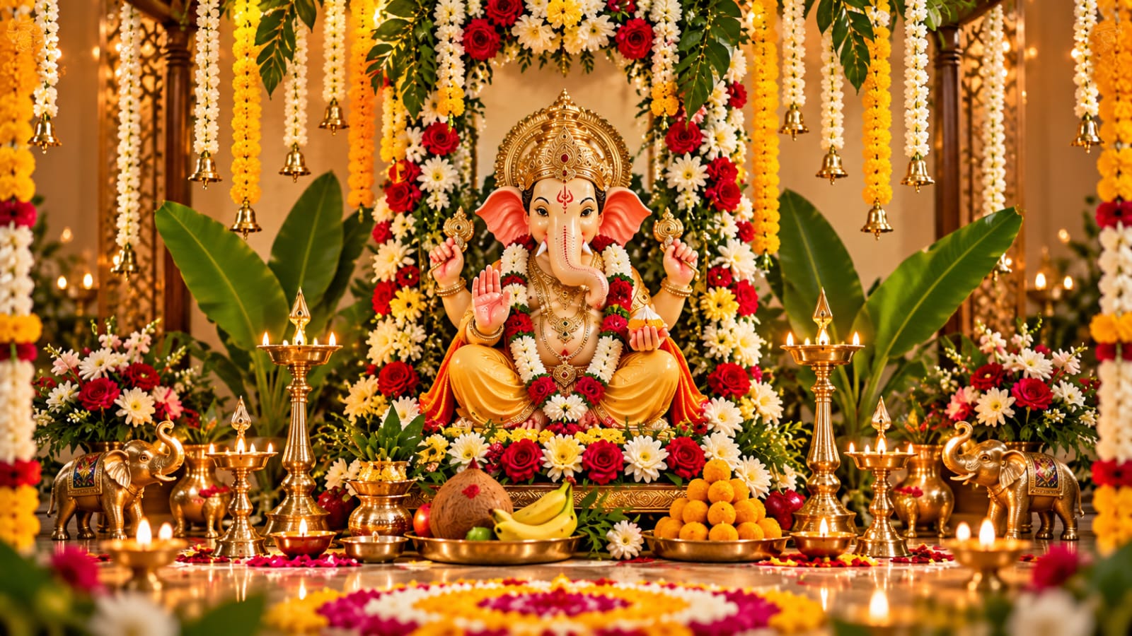 Ganesh puja decorastions gurugram by SFlowers Galleria