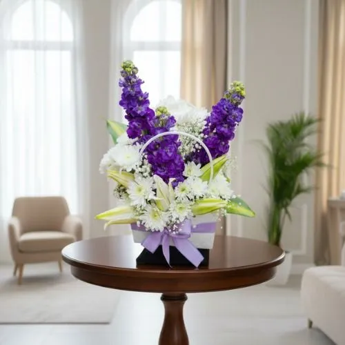 Fresh flower basket arrangement Gurgaon