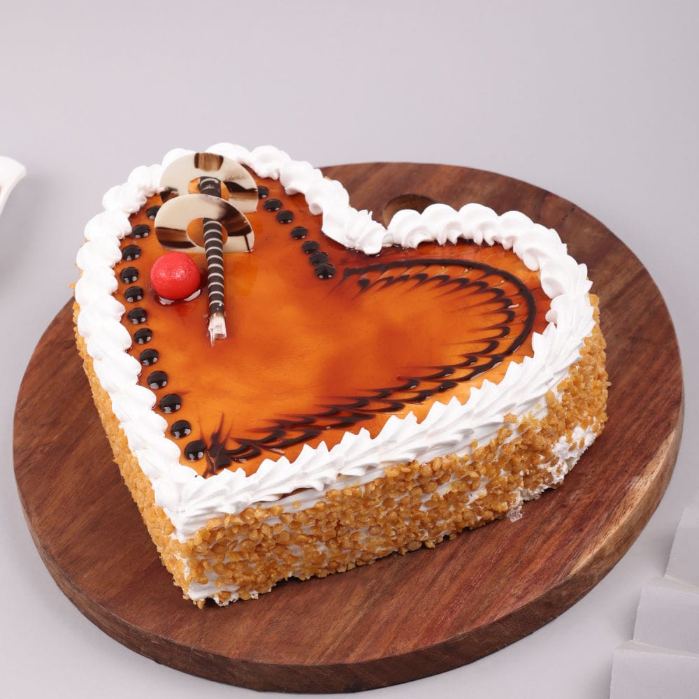 Butterscotch cake Heart shape