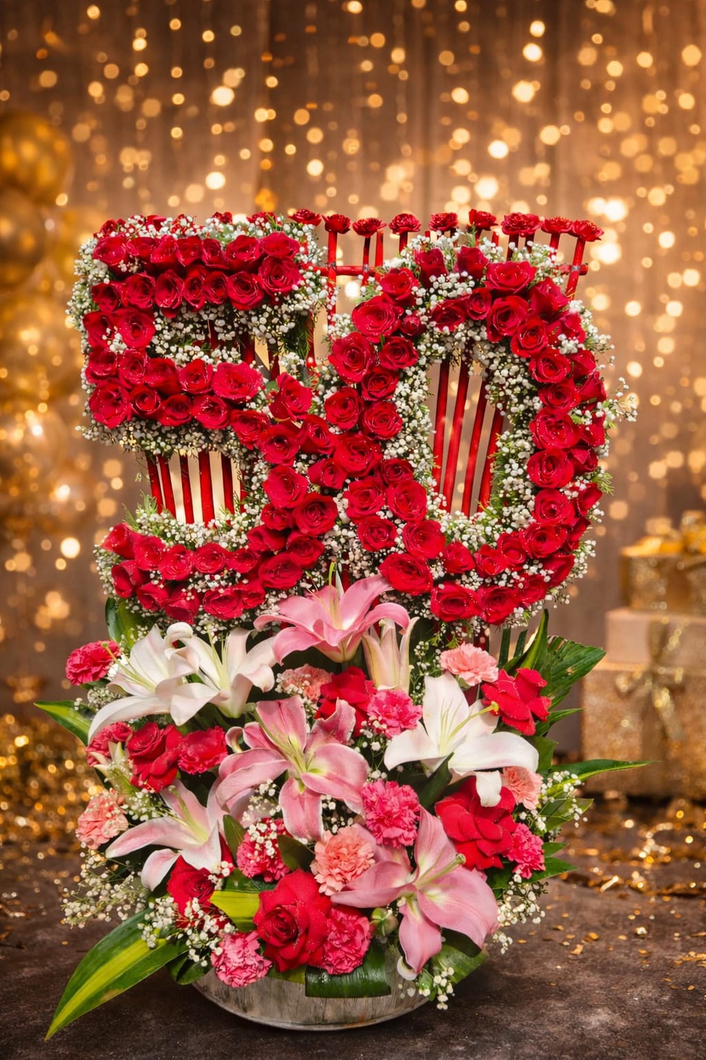 Grand Milestone 50th Anniversary Floral Display