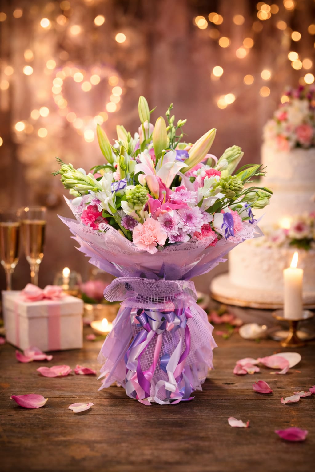 luxurious celebratory floral arrangement,