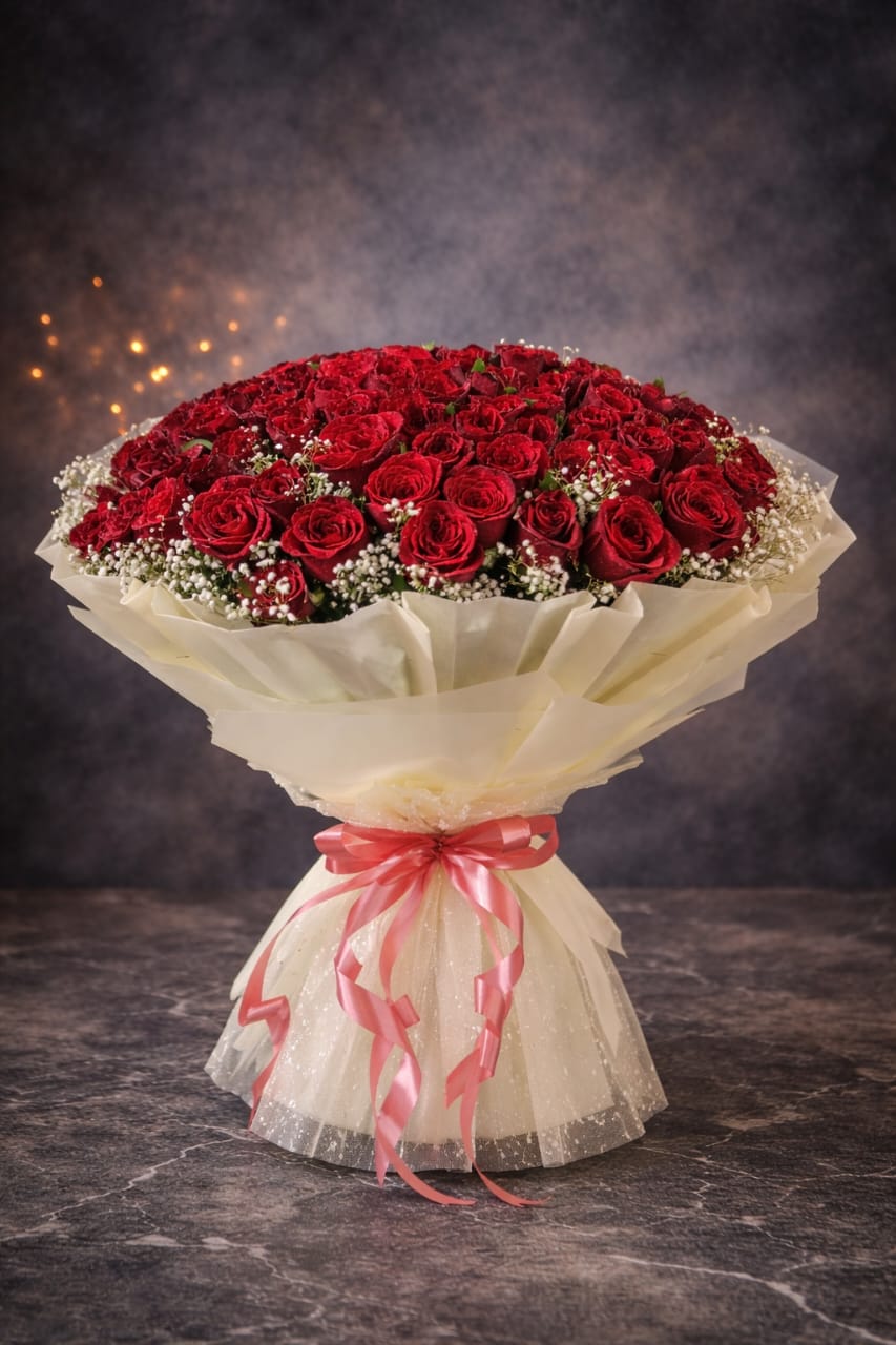 Captivating 100 Red Roses Surprise