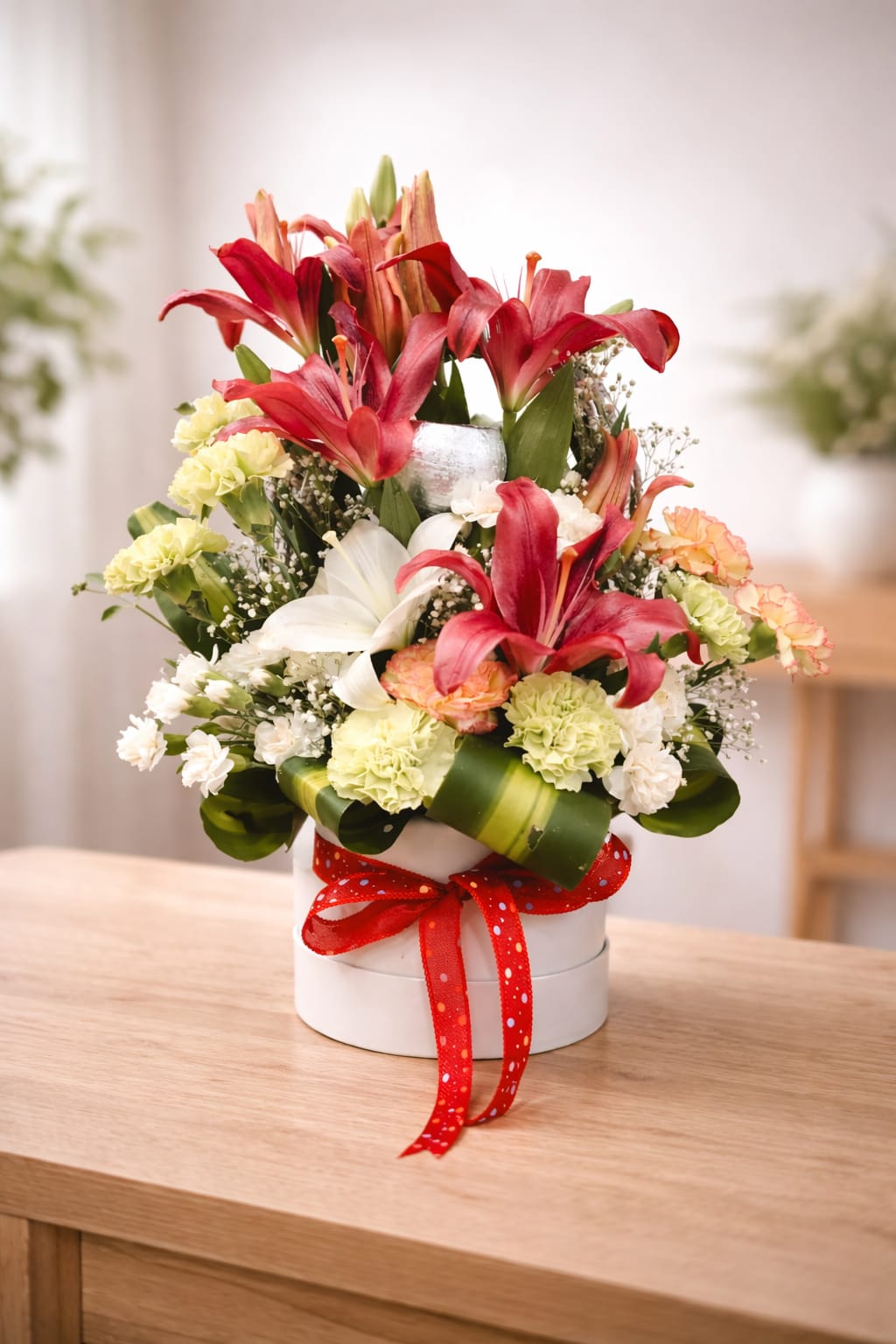 "Classic Red & White Floral Box"