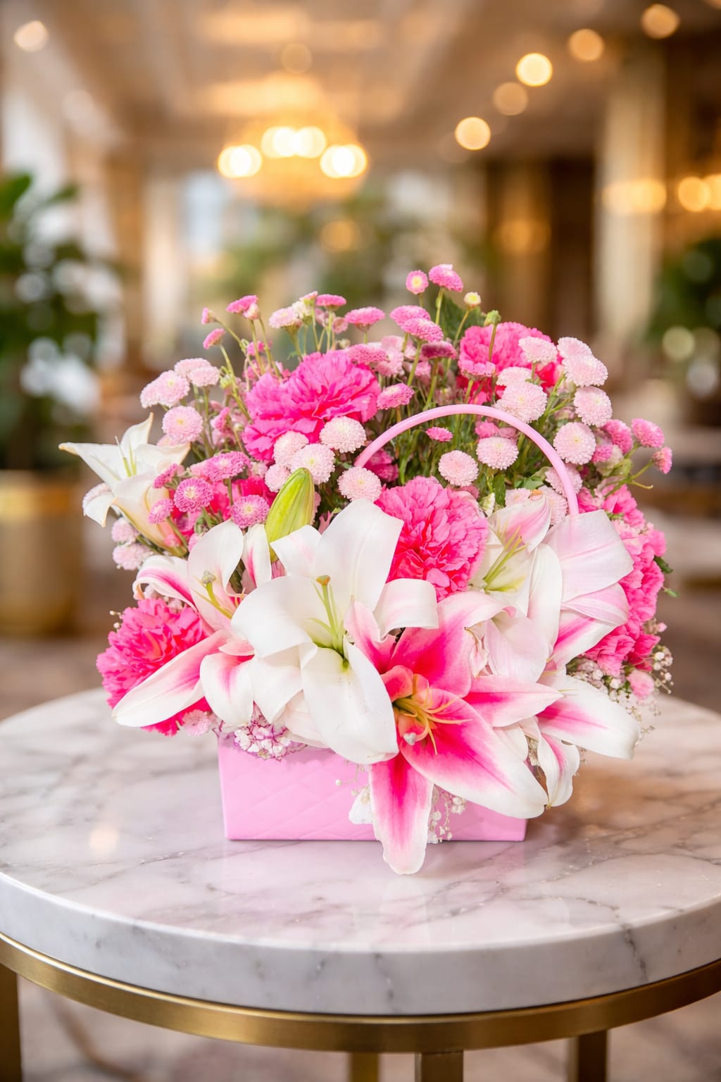 quilted pink handbag-style box