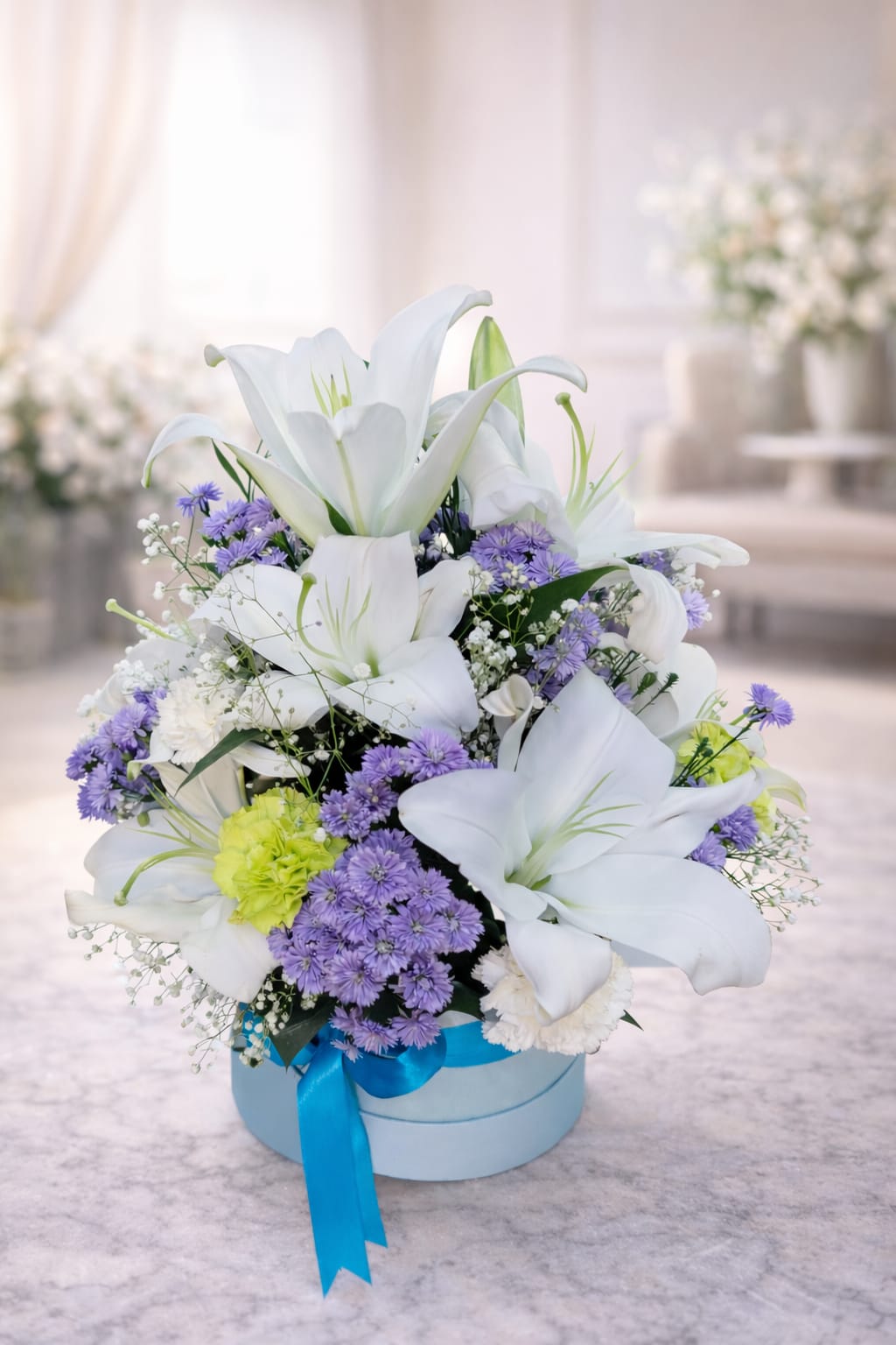 "Serene White & Purple Bloom Box"