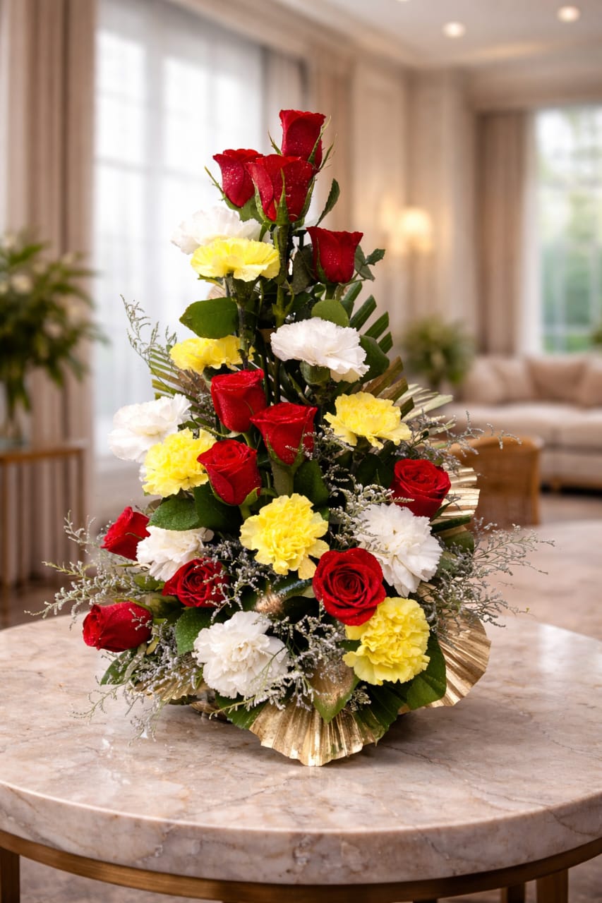 Elegant Tri-Color Vertical Floral Arrangement