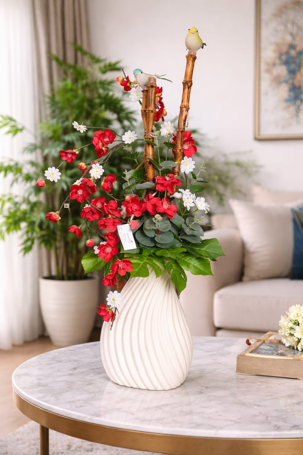 Elegant Oriental-Inspired Artificial Floral Arrangement