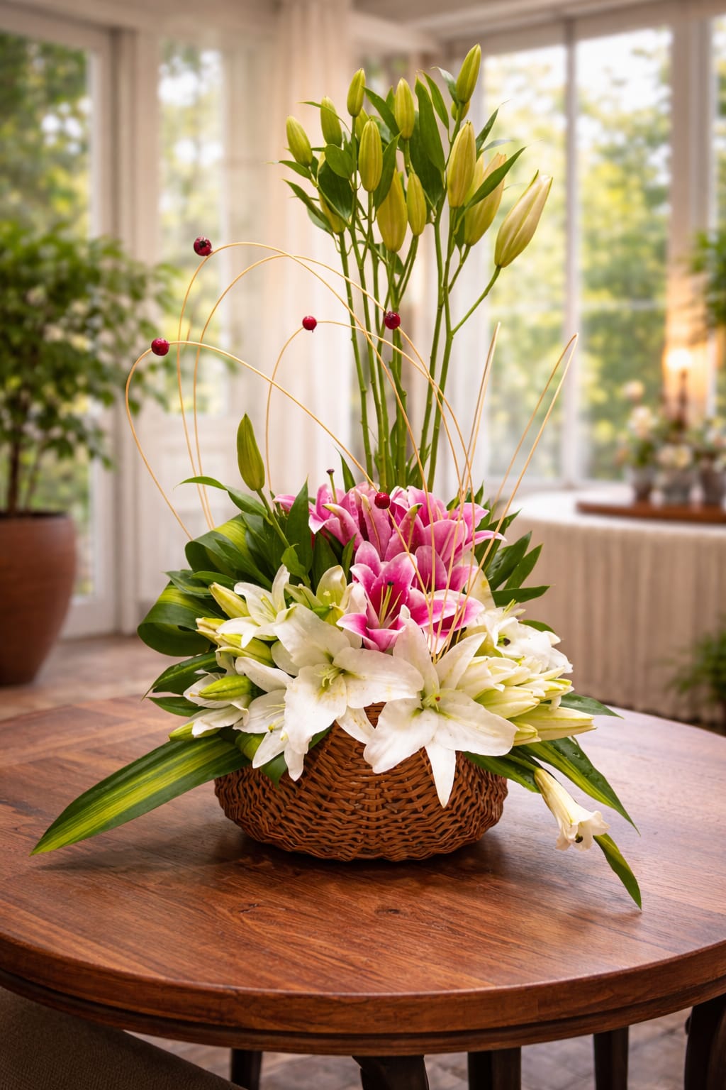 Elegant Lily Basket Arrangement