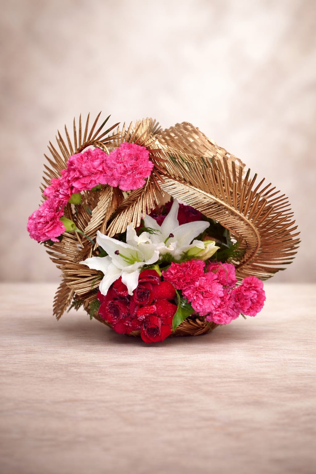 Elegant Crimson & Gold Avant-Garde Arrangement