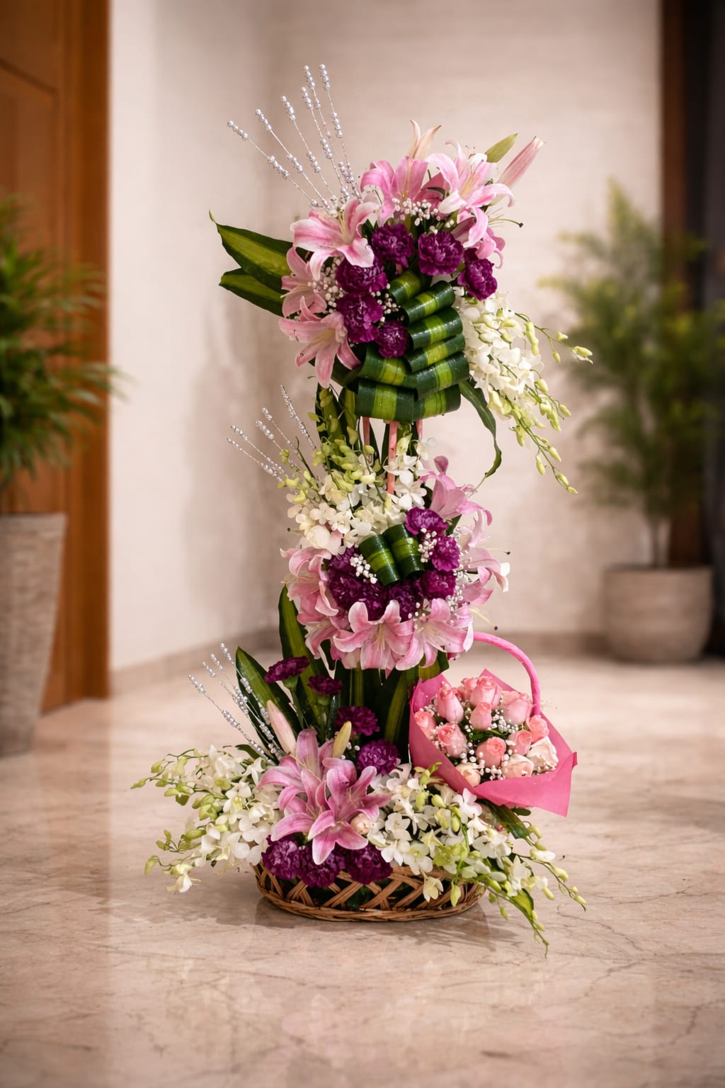Tiered Lily and Orchid Celebration Display