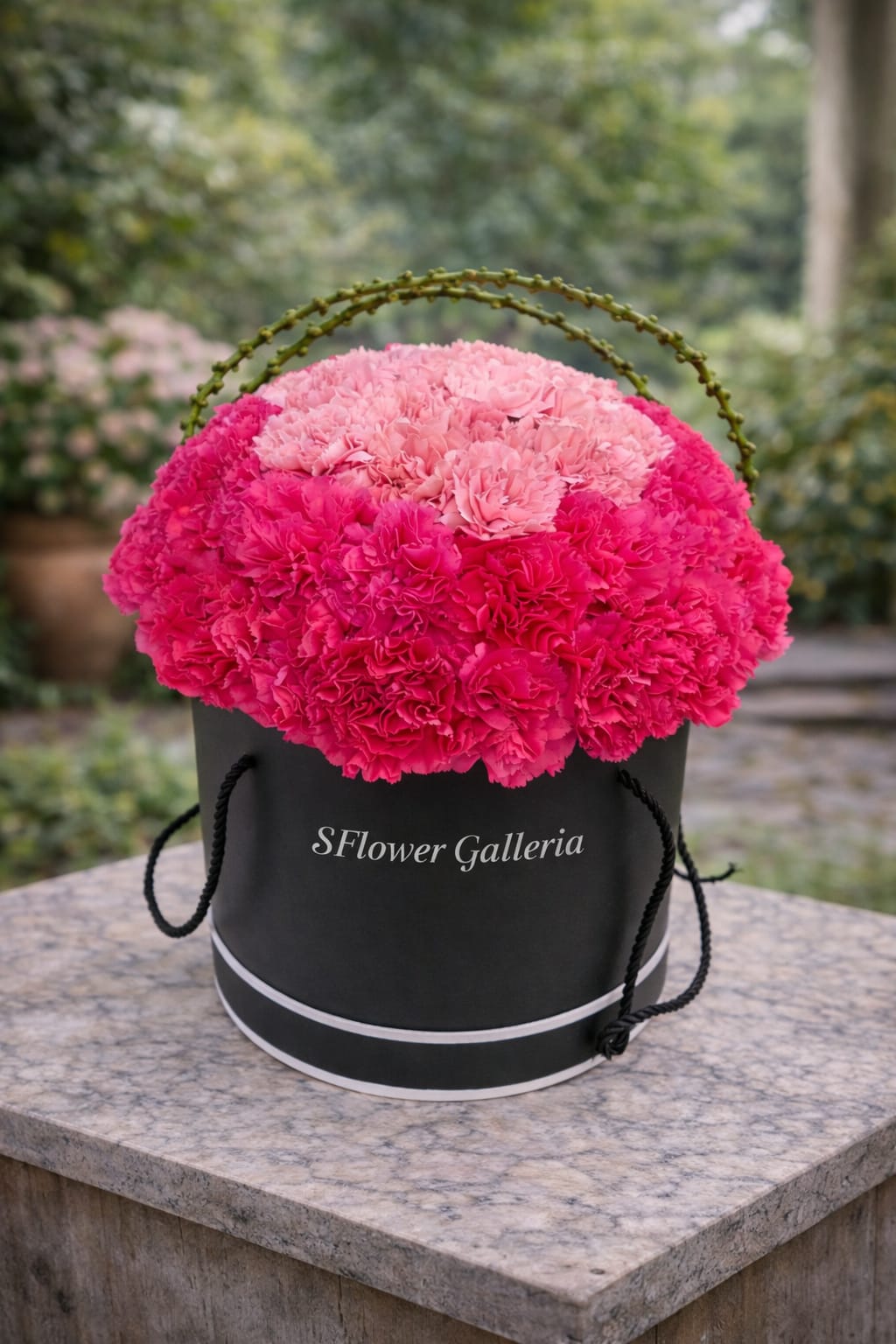 Matte black cylindrical "hat box"