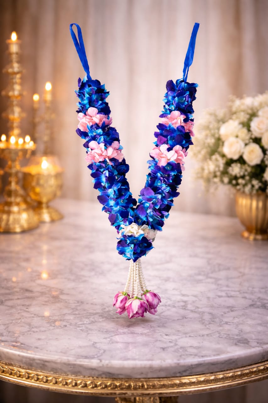 Blue Orchids Floral Varmala